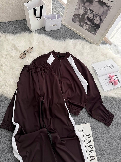 Жіночий прогулянковий костюм-двійка: кофта та штани трикотаж Шоколадний, 50/52 Одеса - фото 3