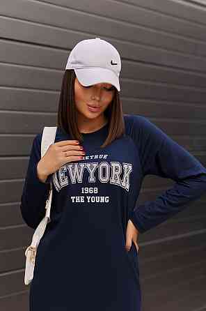 Спортивна трикотажна сукня з написом "Freedom" | Норма і батал Темно-синій, 42-44 Київ