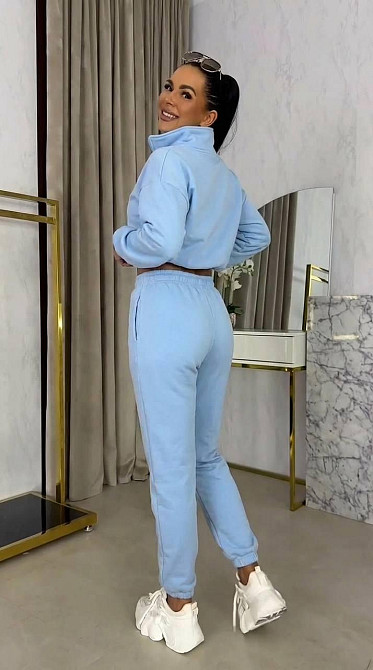 Жіночий плюшевий прогулянковий костюм з велюру Блакитний, 46/48 Одеса - фото 3