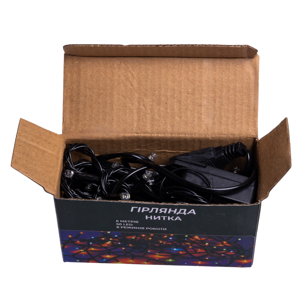 Garlando Новорічна кімнатна гірлянда нитка 6 м 50 LED чорний провід Білий W50LED6MBW Коломия - фото 4