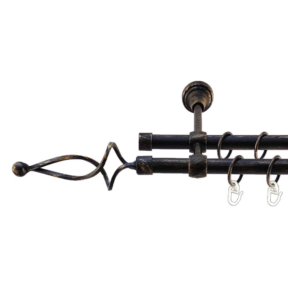 Карниз Orvit Ажур Хвилястий металевий дворядний литий Чорне Золото 16\16 мм 240 см (5468250) Львов - изображение 1