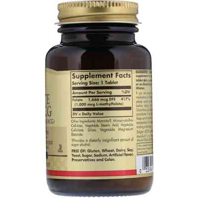 Вітамін Solgar Фолієва кислота, Folate, фолат 1000 мкг, 120 таблеток (SOL-53596) Вінниця