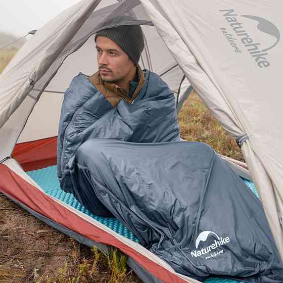 Спальник сверхлегкий Naturehike Ultralight LW180 NH21MSD09 левый, (15°C), p-p M, серо-синий Киев