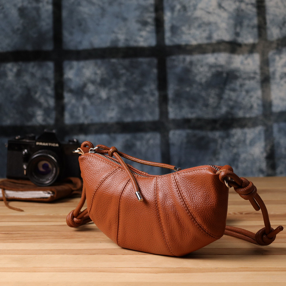 Напівкругла сумка жіноча з натуральної шкіри Vintage 22934 Коричневий Київ - фото 10