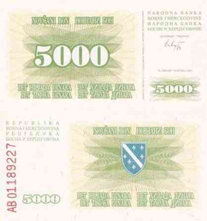 Боснія та Герцоговина / Босния и Герцоговина / Bosnia and Herzegovina 5000 Dinara 1993 Pick 16a UNC Полтава