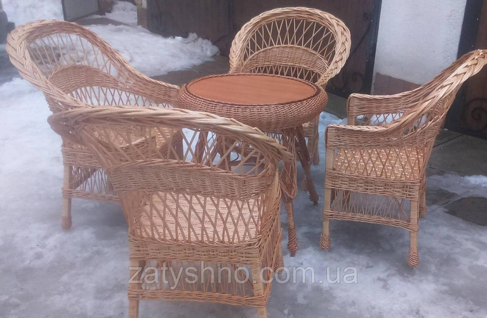 Меблі з лози на чотирьох із круглим столом Київ - фото 2