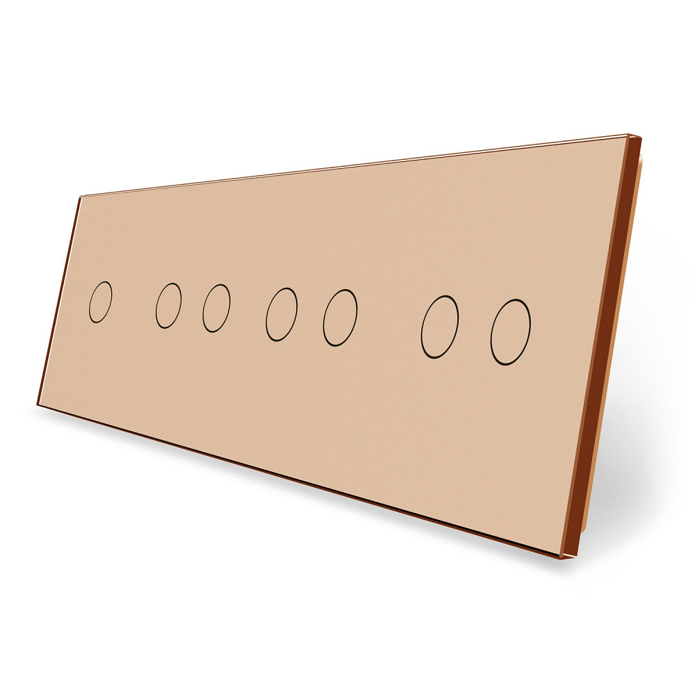 Рамка 4-постова для одного 1-сенсорного та трьох 2-сенсорних вимикачів (1-2-2-2) LIVOLO, загартоване скло, золота, 294×80 мм (VL-P701/02/02/02-8A) Коломия - фото 1