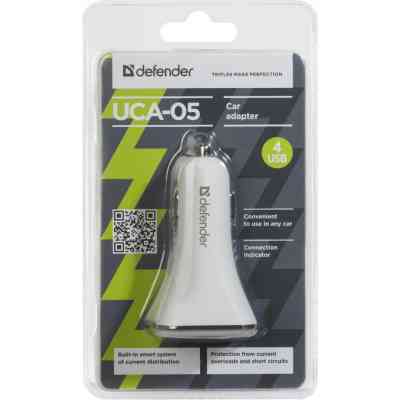 Зарядний пристрій Defender UCA-05 авто, 4 порта USB, 5V / 8A (83567) Вінниця