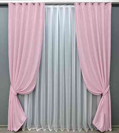 Комплект готовых штор VR-Textil Софт № 1740ш Розовый 100х280 см 2шт (31-822) Киев