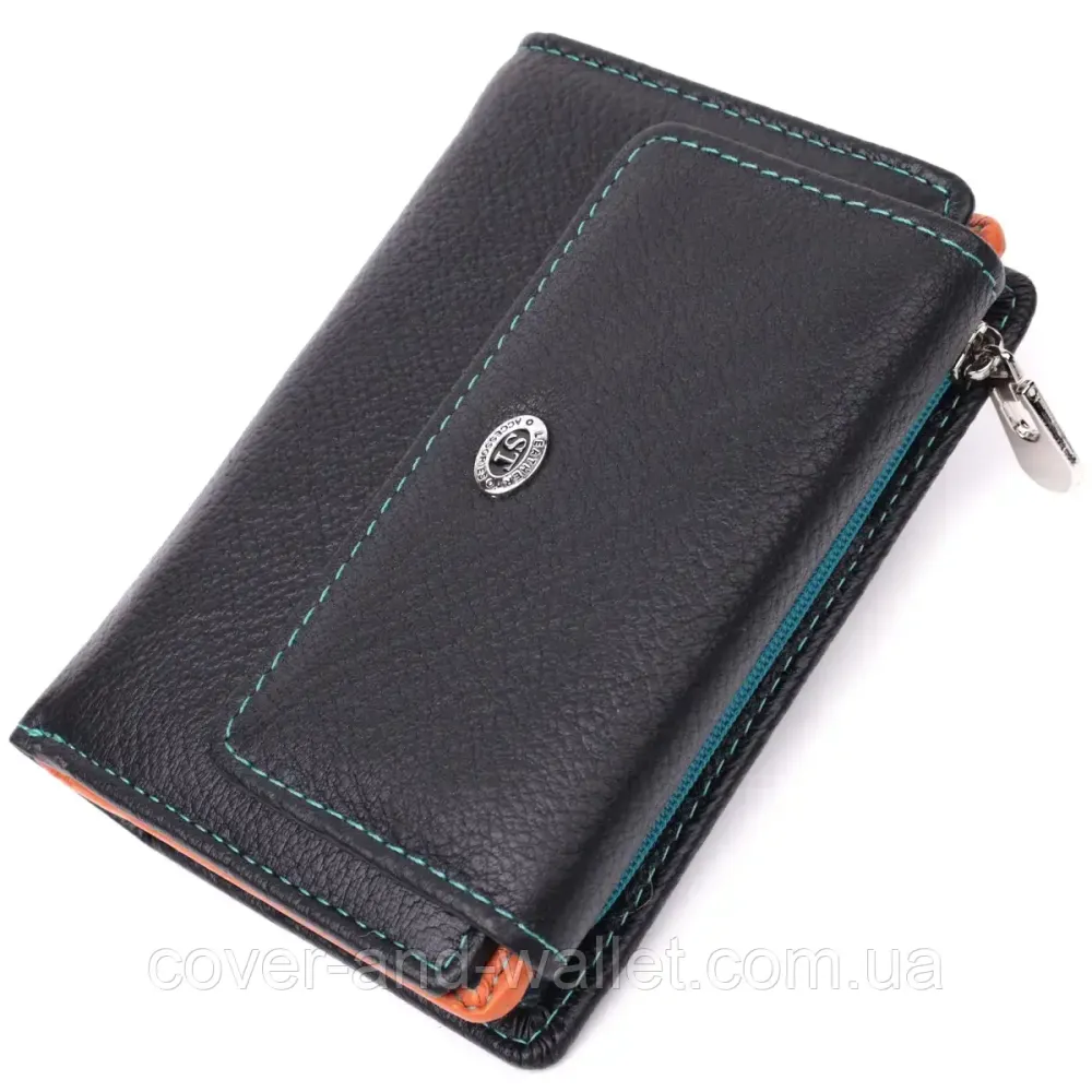 Черный кожаный женский портмоне среднего размера на магнитной застежке ST Leather Киев - изображение 1