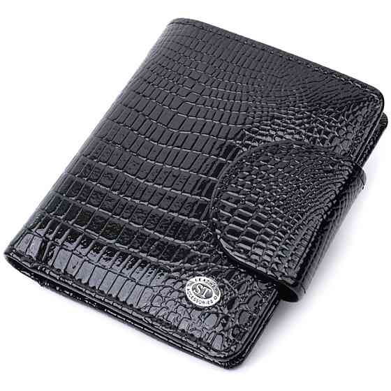 Гаманець для жінок середнього розміру з натуральної шкіри ST Leather 22686 Чорний Київ