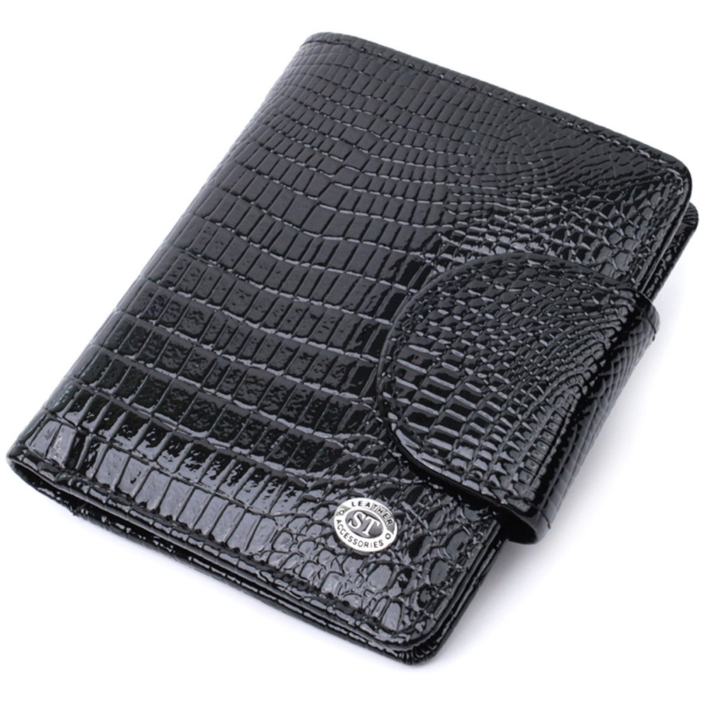 Гаманець для жінок середнього розміру з натуральної шкіри ST Leather 22686 Чорний Київ - фото 1