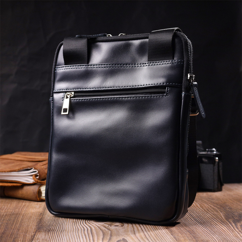 Стильная мужская сумка через плечо из натуральной кожи Синяя (SHVIGEL) Киев - изображение 3