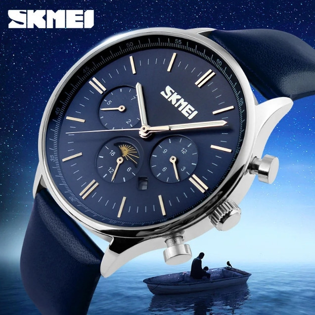 Чоловічий годинник Skmei 9117 Gold Brown класичні Вінниця - фото 5