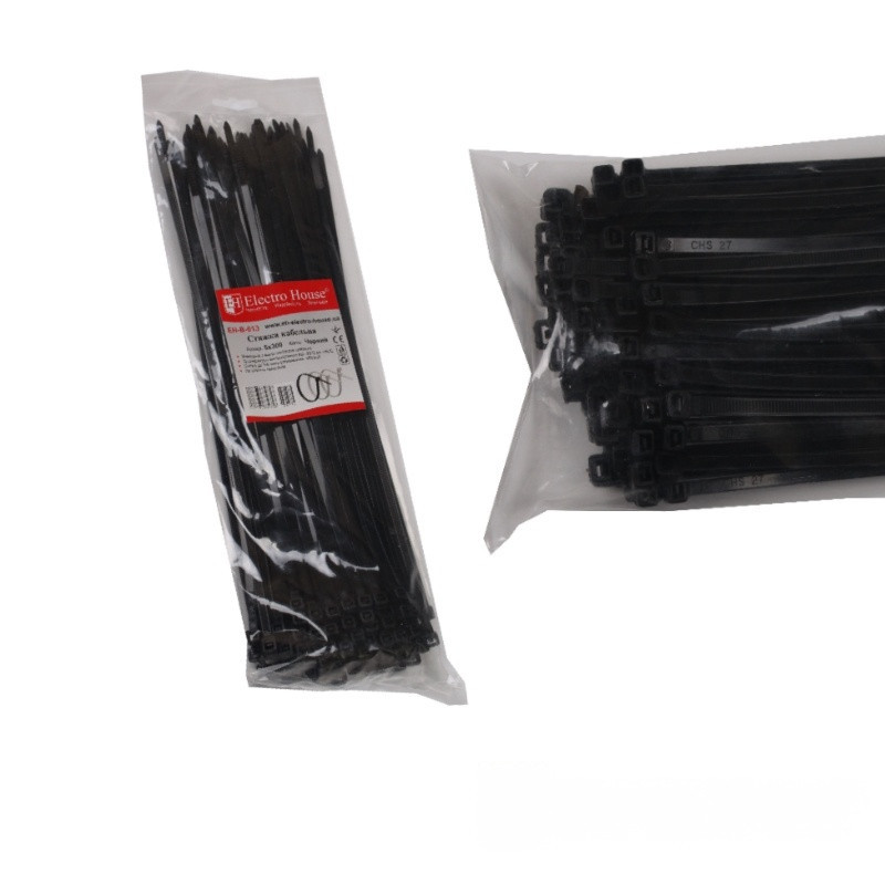 Стяжка кабельная 5х300 мм, 100 шт, черный Днепр - изображение 1