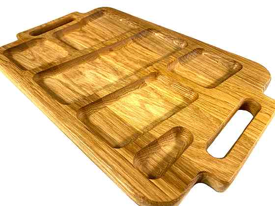 Деревянная тарелка прямоугольная из натурального дерева, закусочная тарелка 40х25х2,5 см Каменец-Подольский