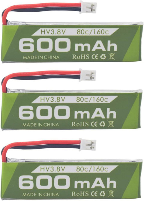 Литиевые батареи аккумуляторы ZIGI 3 шт. 1S 3.8V 80C 600mAh с JST-PH 2.0 штекером для Cineahoop Tinyhawk Mini FPV Racing Drone RC Днепр - изображение 1