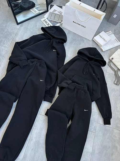 Мужской теплый стильный тринитный костюм на флисе + манжеты рыбана Черный, 42/46 Одесса - изображение 2