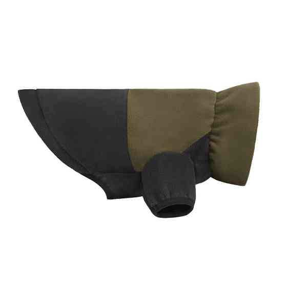 Кофта флісова для собак тепла Barksi Textile світловідбиваюча з високим горлом чорна з оливковим Одеса