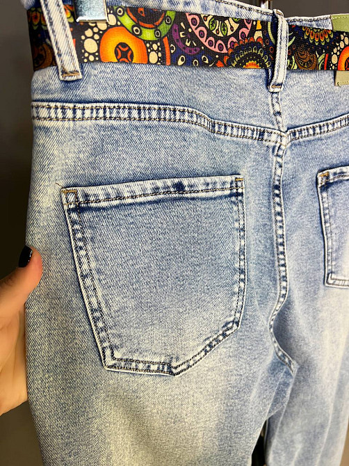 Джинсы женские Dicesil 9160 Mom jeans comfort высокая талия стрейчевые цветной ремень светло голубые, светло-голубой, З6, 36, 100 см, 128 см Киев - изображение 14