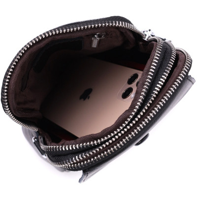 Сумка Vintage Вертикальная Для женщин на два отделения из натуральной кожи Черная (22399) Винница - изображение 8