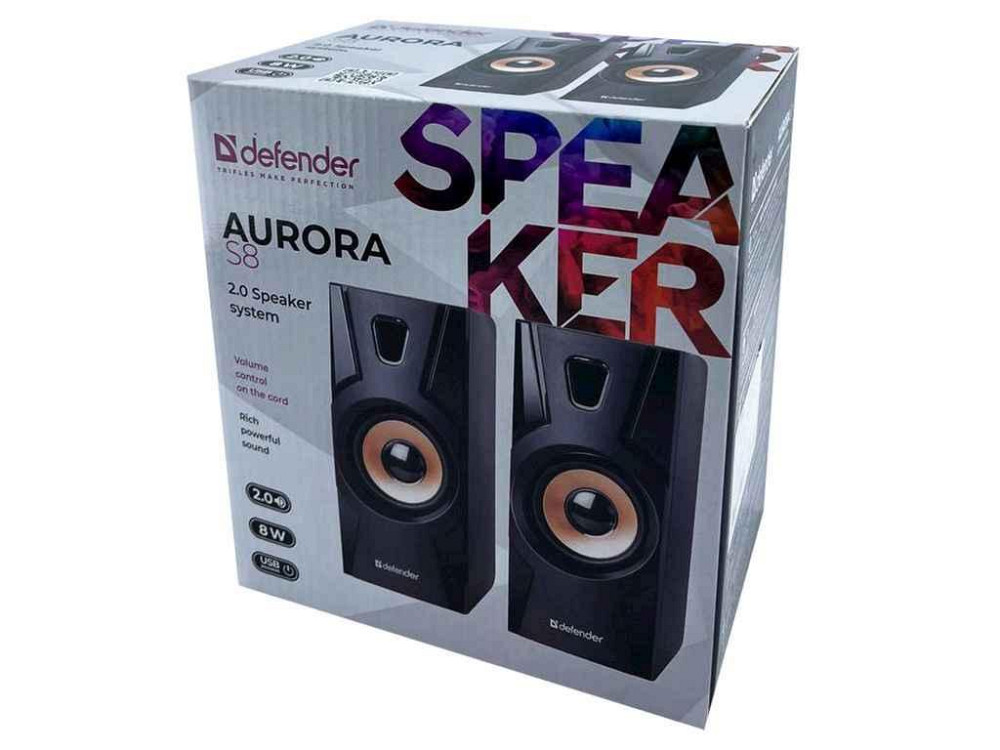 Колонка компютерна 2.0 Aurora S8 8W, MDF чорні 8W ТМ DEFENDER Київ - фото 1