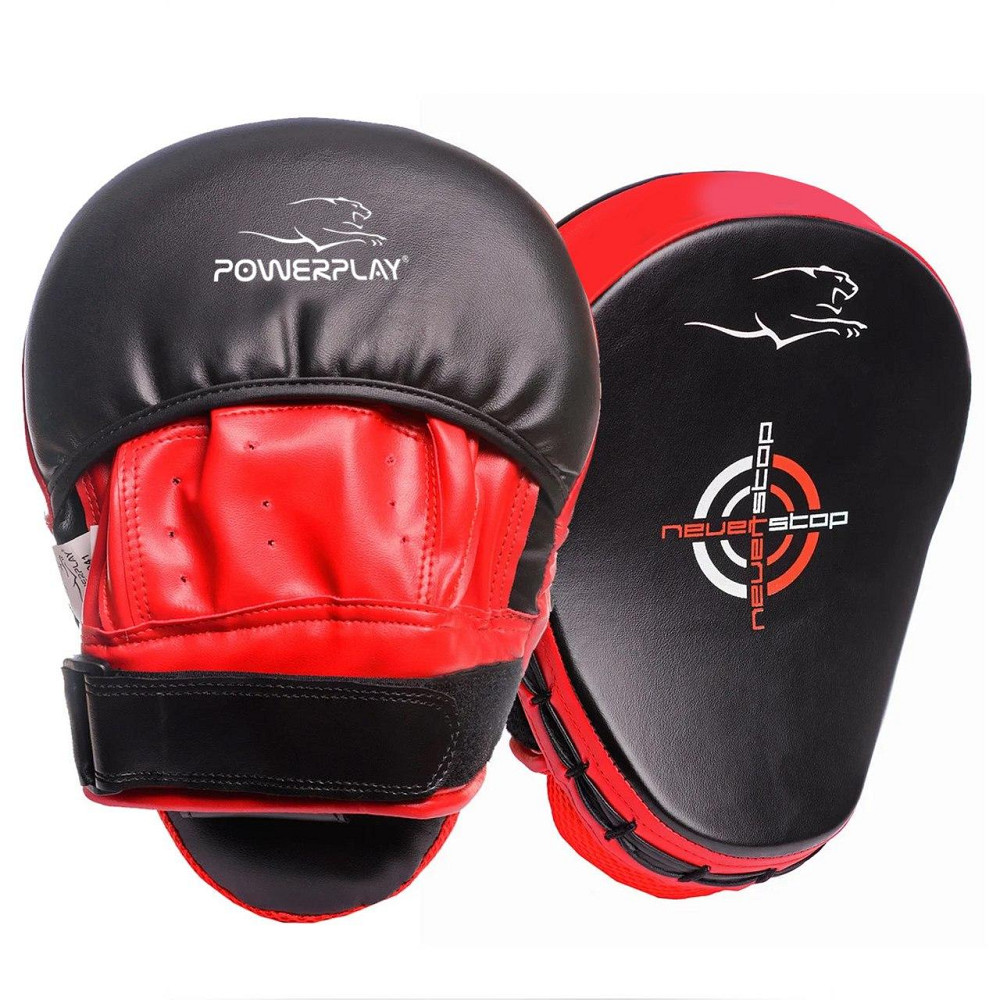 Лапы боксерские PowerPlay 3041 Черно-Красные PU [пара] Луцк - изображение 2