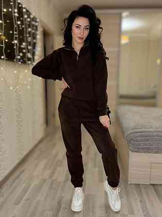 Жіночий теплий костюм-двійка: кофта та штани вельвет на щільному флісі Чорний, 46/48 Одеса