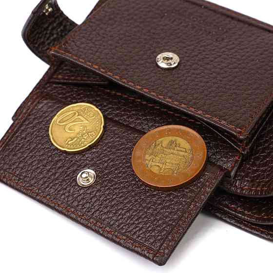 Ідеальне портмоне для чоловіків із натуральної зернистої шкіри Коричневе (CANPELLINI) Київ