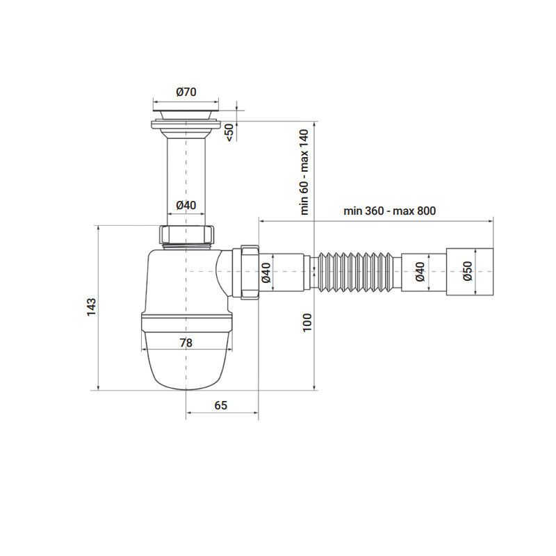 Сифон для умивальника Zerix SU-02-A 1 1/2"x40 з литим випуском   ( ZX4948 ) 27522 Харків - фото 2