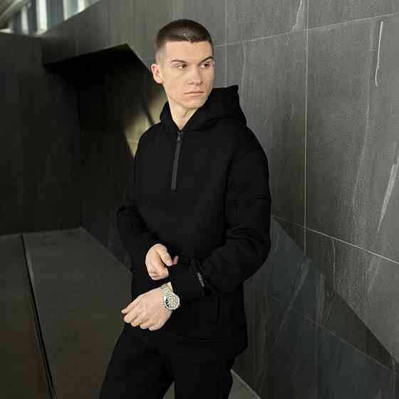 Теплое мужское худи зимнее чёрное Pobedov Concord Киев