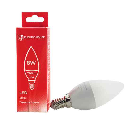 LED лампа С37 8Вт E14 4100К 720 Лм 165-265 В Дніпро