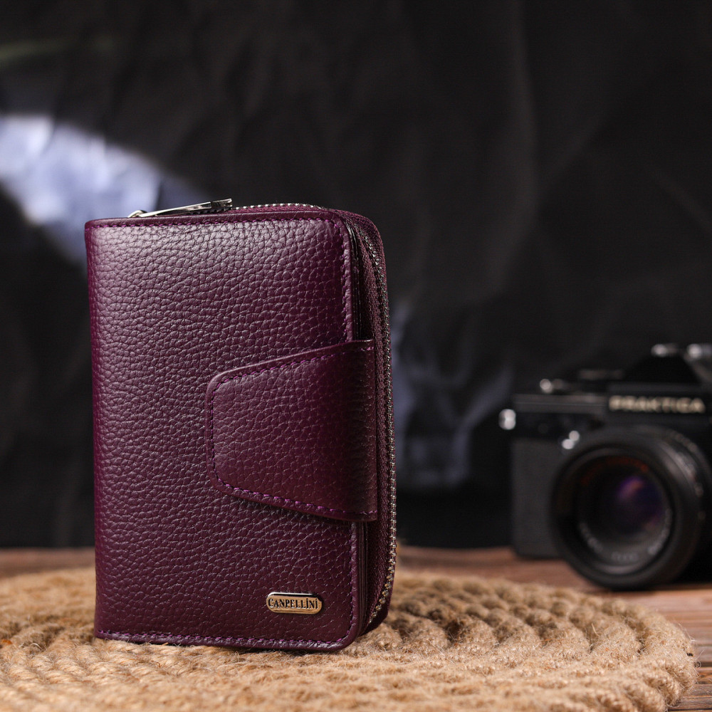 Практичное вертикальное портмоне для женщин с монетницей на молнии из натуральной кожи флотар CANPELLINI 21601 Киев - изображение 10