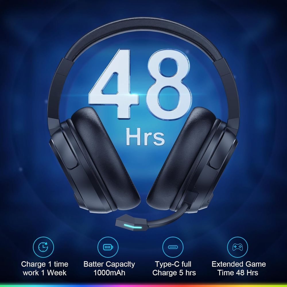 Ігрові навушники Krysenix PG4 бездротові, 2.4 ГГц, Bluetooth 5.4, 7.1 Surround, 50 мм, ENC, LED, для PS5/PS4/ПК, чорні Київ - фото 6
