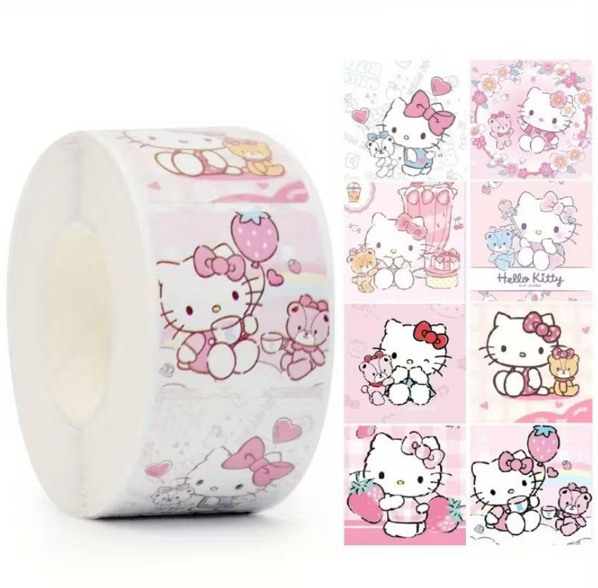 Стікери Hello Kitty — рулон 500 шт Ø2.5 см, наліпки з котиками Київ - фото 1