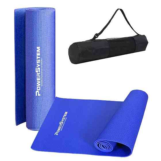Килимок для йоги та фітнесу Power System PS-4014 PVC Fitness-Yoga Mat Blue (173x61x0.6) Киев