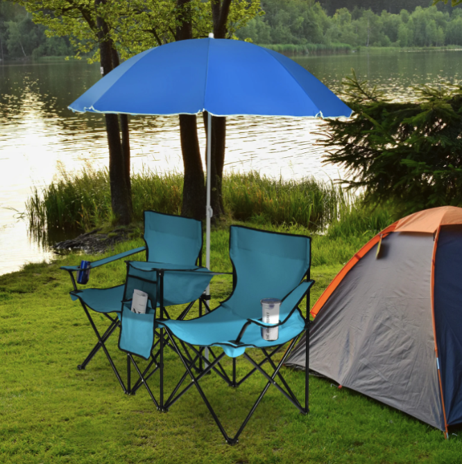 Комплект розкладних стільців Costway Parma з парасолькою бірюзовий Киев - изображение 5