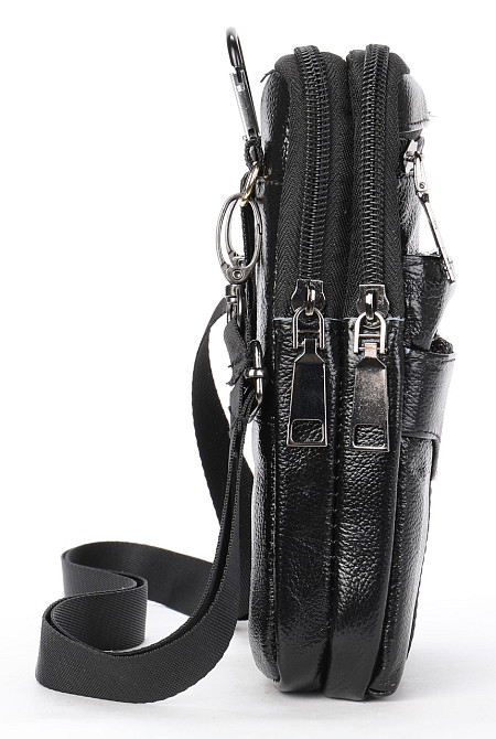 Невелика шкіряна поясна сумка Чорний (Vintage) Київ - фото 1