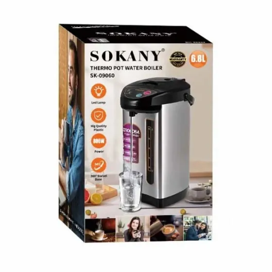 Термопот SOKANY SK-09060 6.8 л, 800 Вт, нержавіюча сталь, підтримка тепла, індикатор рівня води Київ