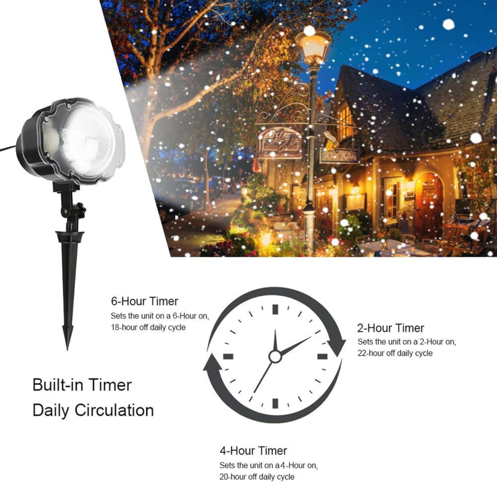 Світлодіодний проектор сніжинок Snowflake Lamp IP65, LED різдвяна ілюмінація для дому та вулиці, пульт, таймер, водонепроникний Київ - фото 20
