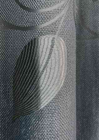 Шторна тканина льон рогожка "Листя" колір сірий 1692ш Київ