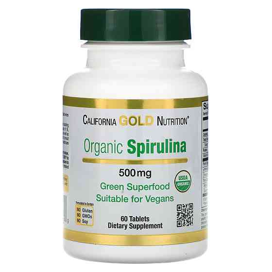 Органічна спіруліна Organic Spirulina USDA Certified 500 mg 60 Tablets Луцьк