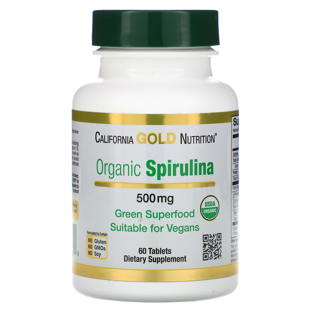 Органічна спіруліна Organic Spirulina USDA Certified 500 mg 60 Tablets Луцьк - фото 1