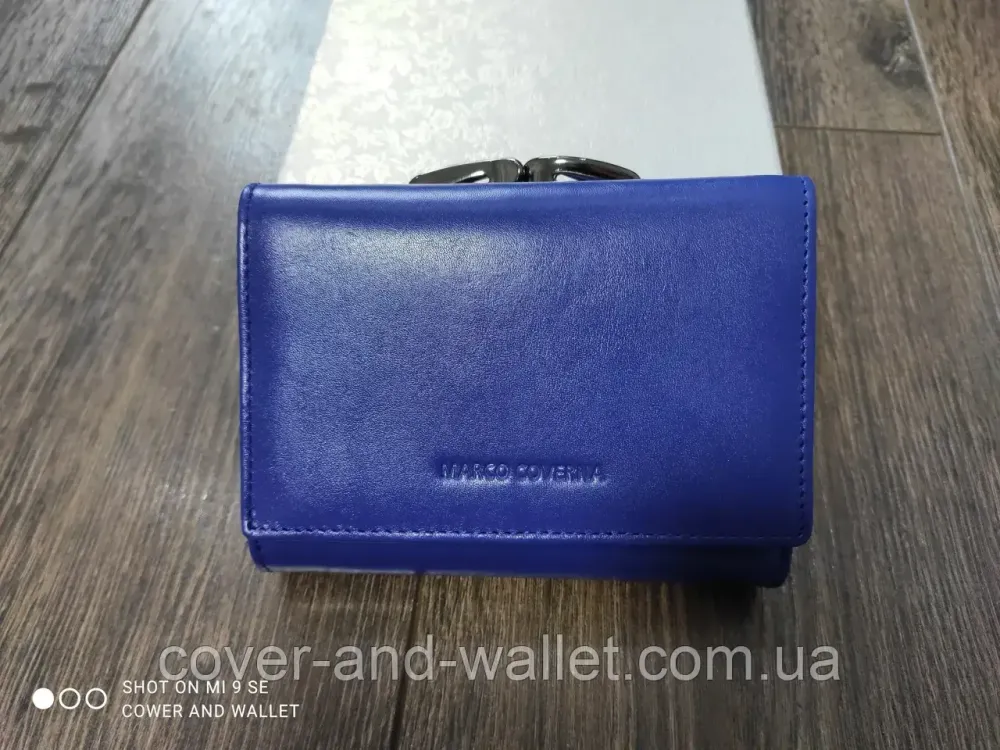 Невеликий шкіряний жіночий гаманець синього кольору на багато карток Marco Coverna MC 47009 Київ - фото 5
