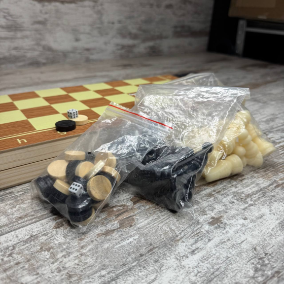 Настільна гра 3в1 шахи шашки нарди дерев’яний набір 34×34 см класичний комплект для дітей і дорослих Київ