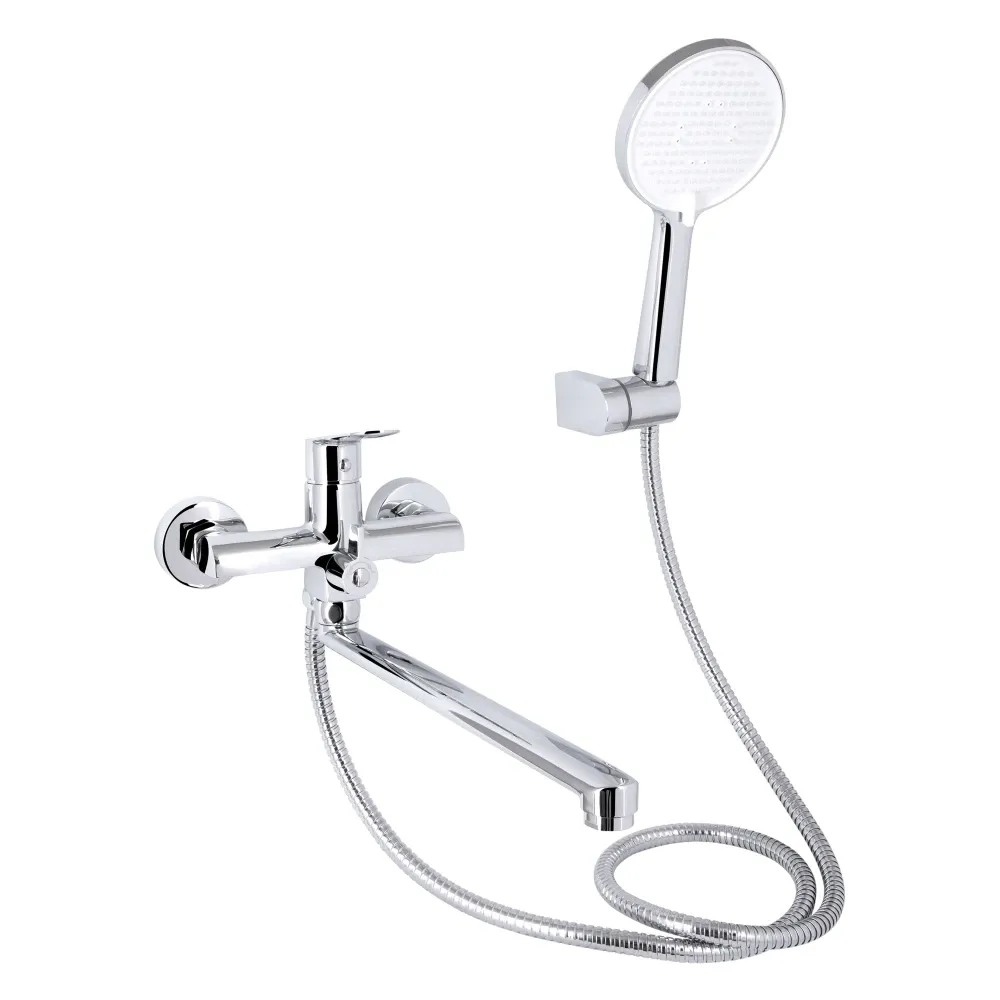 Смеситель для ванны Qtap Evia с душевым гарнитуром, длинный излив QTEVI260CRM47579 Chrome Киев - изображение 2