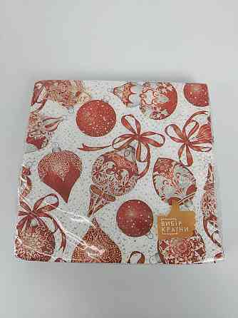 Новорічна серветка (ЗЗХЗ, 16 шт.) La Fleur "Червоні прикраси" (1 пачка) Харків