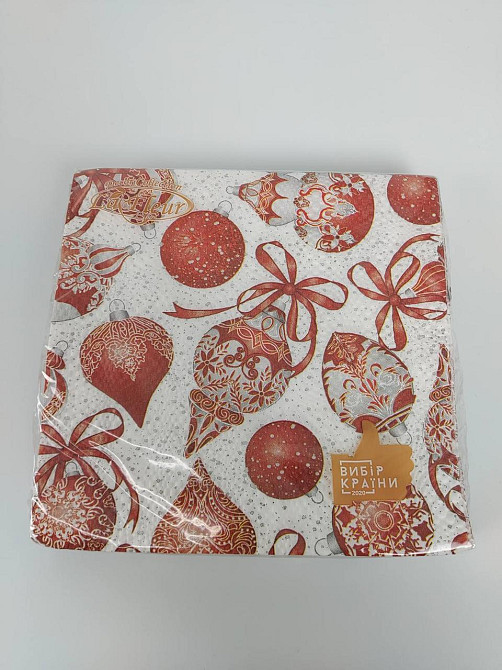 Новорічна серветка (ЗЗХЗ, 16 шт.) La Fleur "Червоні прикраси" (1 пачка) Харків - фото 2