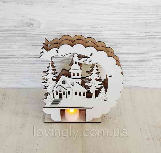 Новорічний та різдвяний декор, нічник - інсталяція "Зимова ніч" 23 см Ірпінь