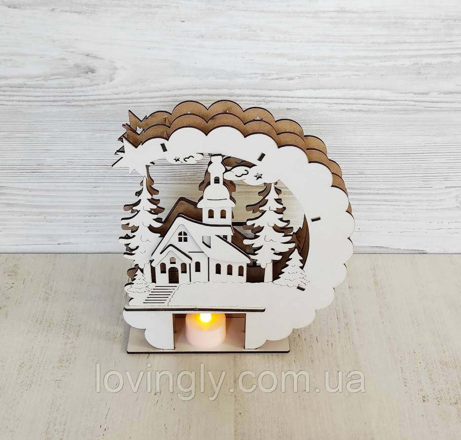 Новорічний та різдвяний декор, нічник - інсталяція "Зимова ніч" 23 см Ірпінь - фото 5